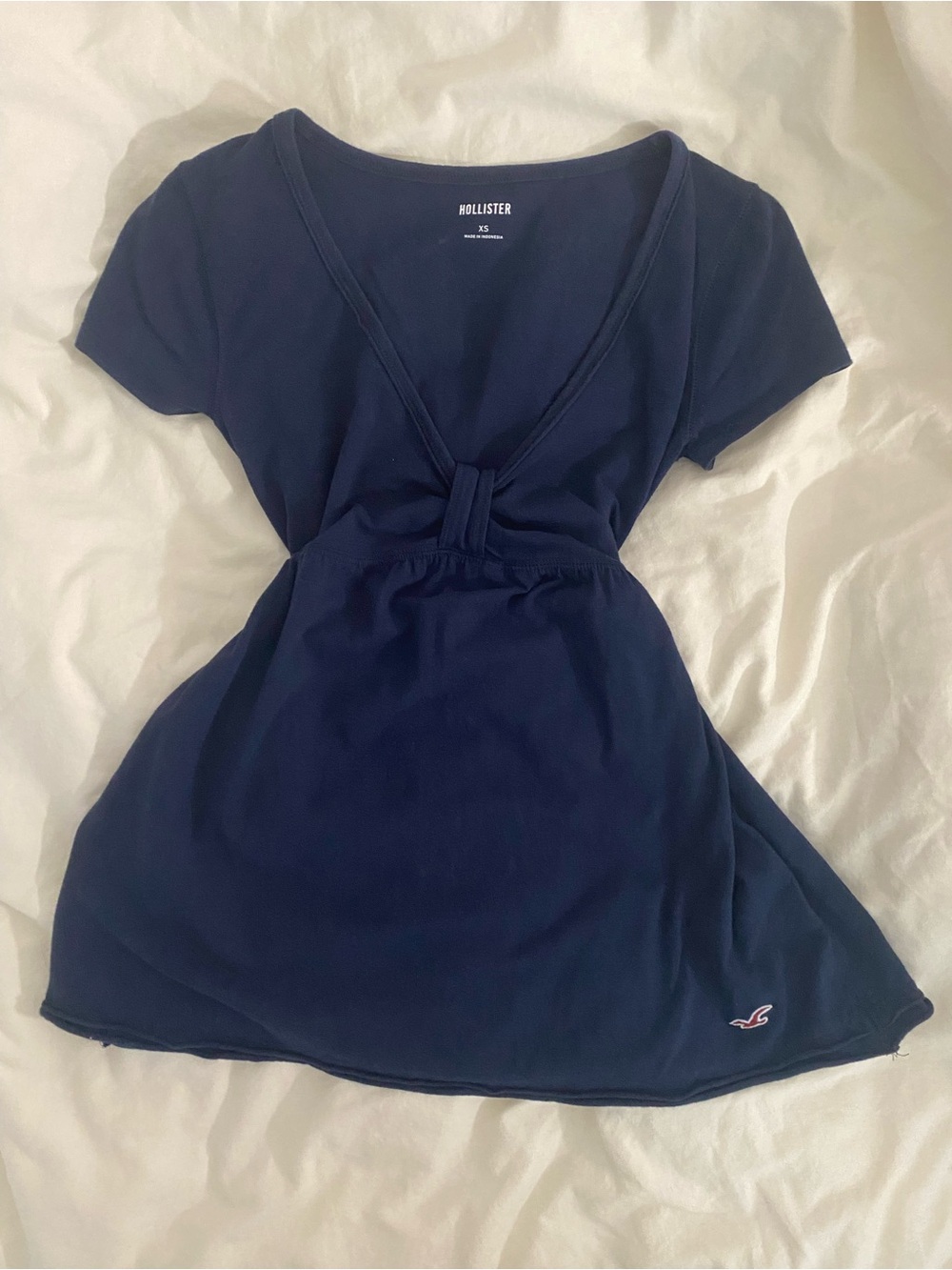 Hollister Navy Knot-Front V-Neck Top